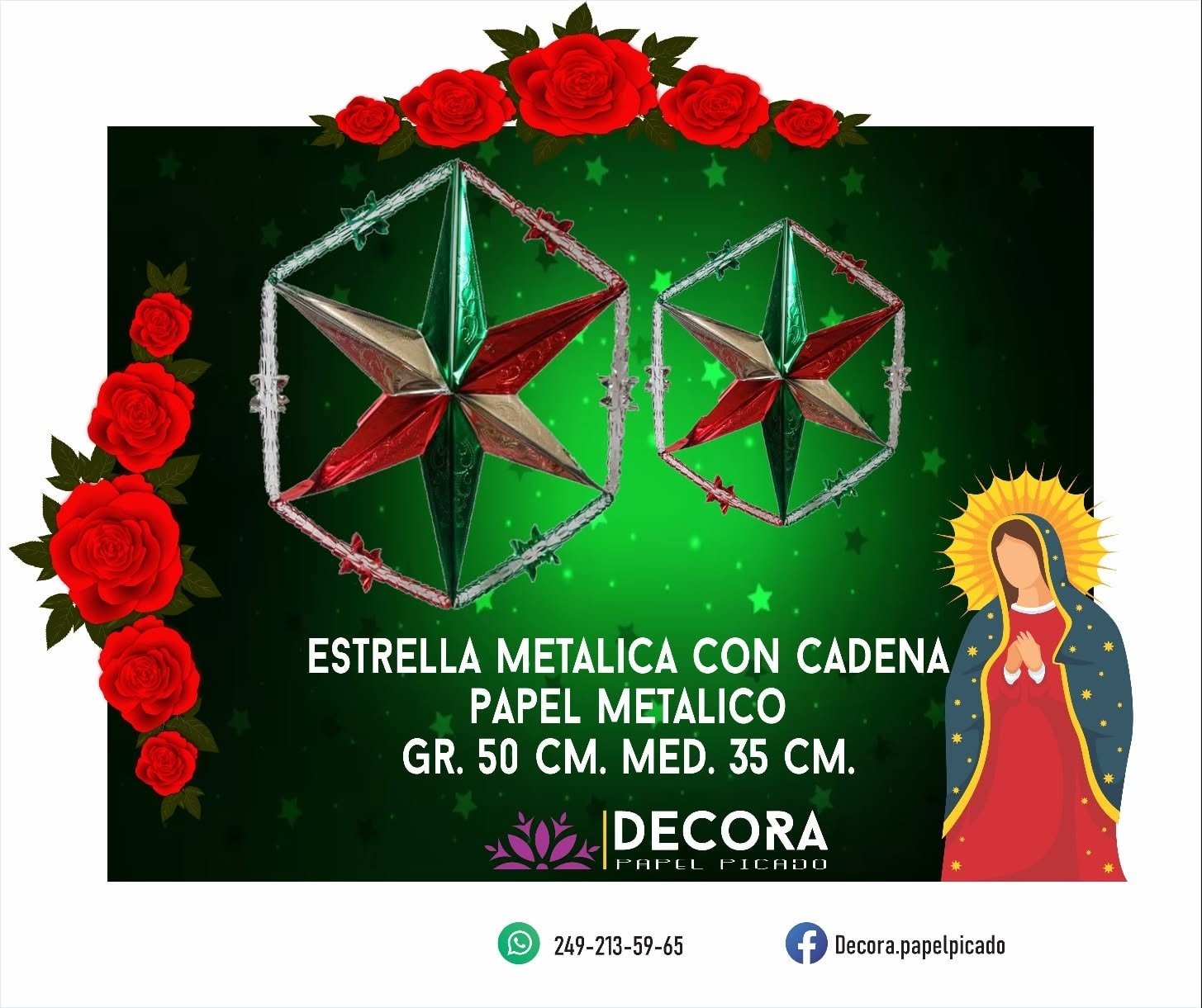 Estrella metálica con cadena papel metálico